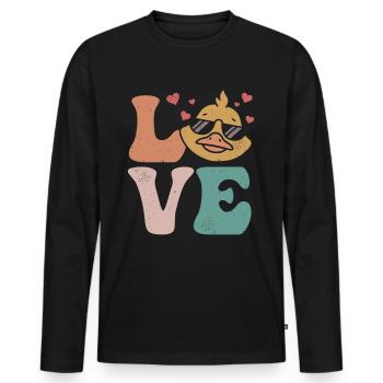 Duck Duckling Ducky LOVE - Men's Premium Organic Long Sleeve Shirt - black - Front - Nico (187cm)