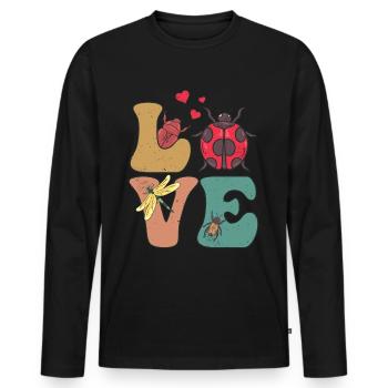 Entomologie, entomologiste, Coléoptère - T-shirt manches longues Premium bio Homme - noir - Devant - Nico (187cm)