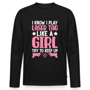 Spieler - Männer Premium Bio Langarmshirt - Schwarz - Vorne - Nico (187cm)