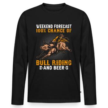 Bull Rider Cowboy - Men's Premium Organic Long Sleeve Shirt - black - Front - Nico (187cm)