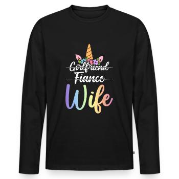 Douche nuptiale de fiançailles - T-shirt manches longues Premium bio Homme - noir - Devant - Nico (187cm)