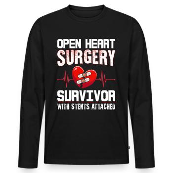 Angioplasty Patient - Men's Premium Organic Long Sleeve Shirt - black - Front - Nico (187cm)