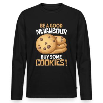 Pfadfinderkeks-Händler - Männer Premium Bio Langarmshirt - Schwarz - Vorne - Nico (187cm)