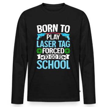 Spieler - Männer Premium Bio Langarmshirt - Schwarz - Vorne - Nico (187cm)