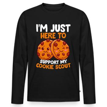 Marchand de biscuits - T-shirt manches longues Premium bio Homme - noir - Devant - Nico (187cm)