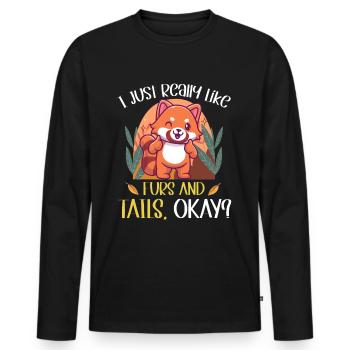 Furry Fandom Fursona Fursuit Fox - Men's Premium Organic Long Sleeve Shirt - black - Front - Nico (187cm)