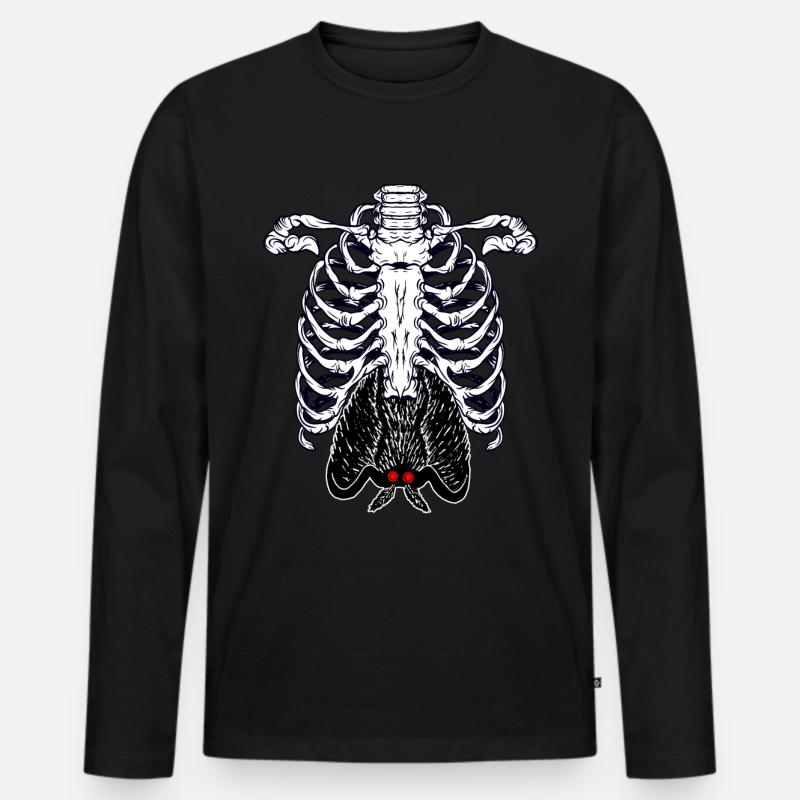 Mothman Skelett Kryptide Kryptozoologie - Männer Premium Bio Langarmshirt - Schwarz
