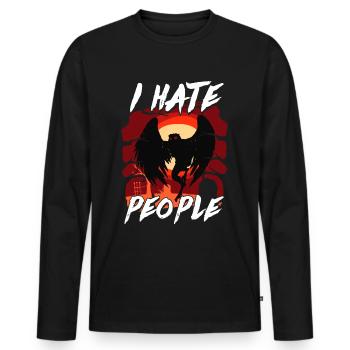 Mothman Crypttide Cryptozoology - Men's Premium Organic Long Sleeve Shirt - black - Front - Nico (187cm)