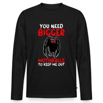Funny Mothman Cryptid Cryptozoology - Men's Premium Organic Long Sleeve Shirt - black - Front - Nico (187cm)