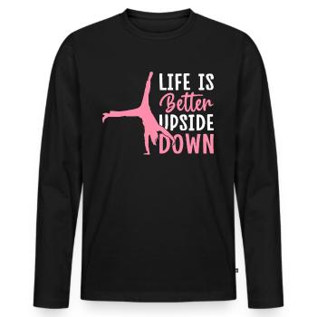 Gymnastique de la roue de charrette Cheerleading - T-shirt manches longues Premium bio Homme - noir - Devant - Nico (187cm)