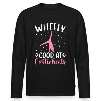 Gymnastique de la roue de charrette Cheerleading - T-shirt manches longues Premium bio Homme - noir - Devant - Nico (187cm)