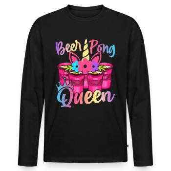 Bier-Pong-Mädchen-Trinkspiel - Männer Premium Bio Langarmshirt - Schwarz - Vorne - Nico (187cm)