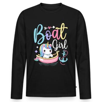 Bootfahren Bootsführer Bootsfahrer - Männer Premium Bio Langarmshirt - Schwarz - Vorne - Nico (187cm)