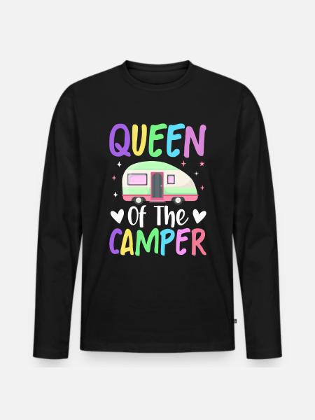 Weibliche Camper Wohnmobil Camping - Männer Premium Bio Langarmshirt - Schwarz
