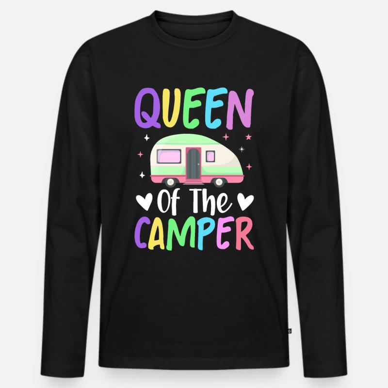 Weibliche Camper Wohnmobil Camping - Männer Premium Bio Langarmshirt - Schwarz