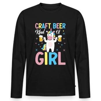 Brasserie artisanale Girl Home Brewery - T-shirt manches longues Premium bio Homme - noir - Devant - Nico (187cm)