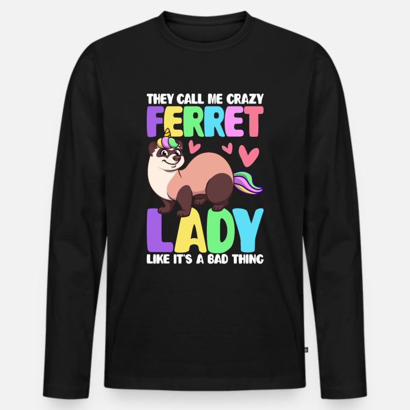 Weiblicher Frettchen-Liebhaber - Männer Premium Bio Langarmshirt - Schwarz