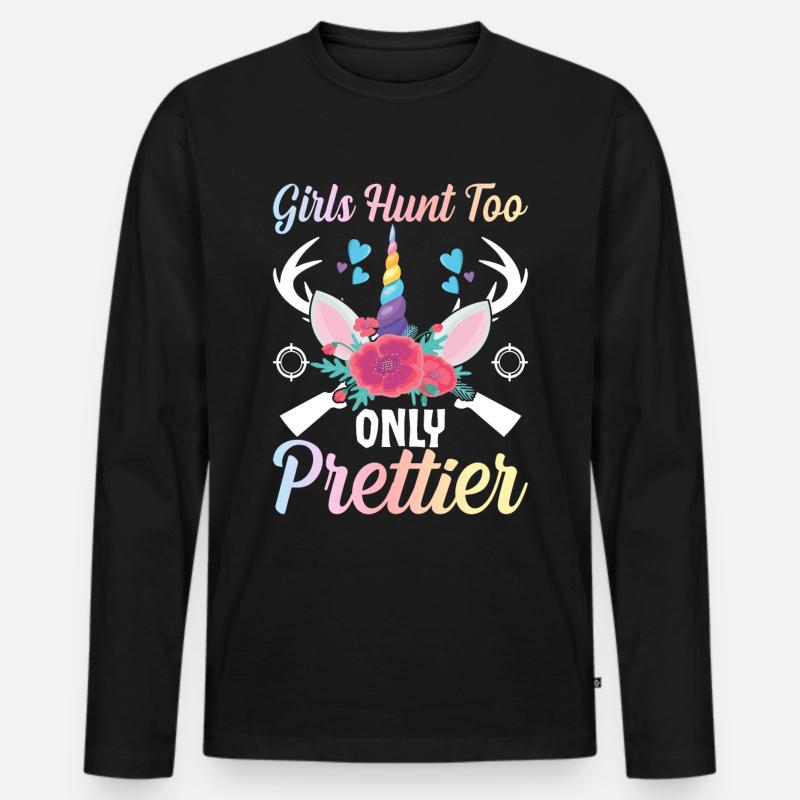 Hirschjagd Mädchen Jägerin - Männer Premium Bio Langarmshirt - Schwarz