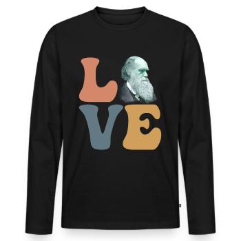 Charles Darwin Theory of Evolution Atheist - Men's Premium Organic Long Sleeve Shirt - black - Front - Nico (187cm)
