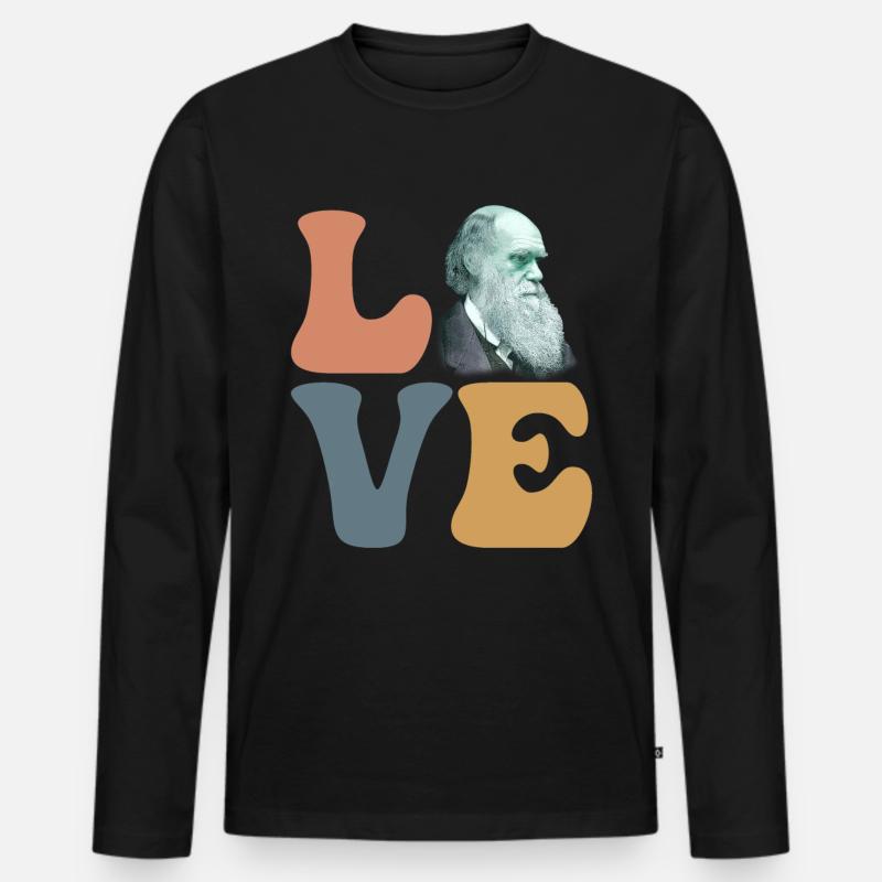 Charles Darwin Evolutionstheorie Atheist - Männer Premium Bio Langarmshirt - Schwarz
