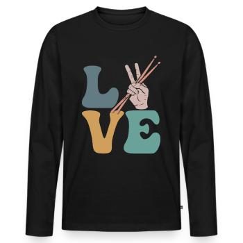 Drummers Drums Drums - Men's Premium Organic Long Sleeve Shirt - black - Front - Nico (187cm)
