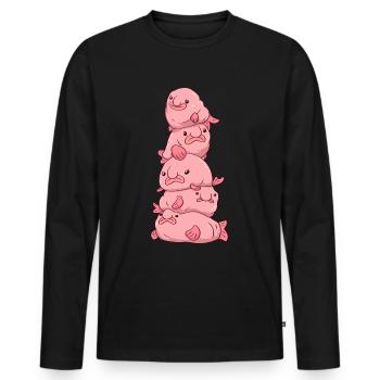 Kawaii Blobfish Blob Pile - Men's Premium Organic Long Sleeve Shirt - black - Front - Nico (187cm)