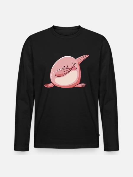Kawaii Tupfender Klecksfisch - Männer Premium Bio Langarmshirt - Schwarz
