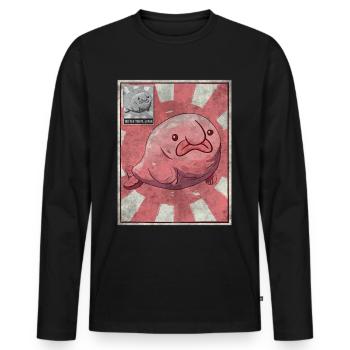 Kawaii Blobfish Affiche Japonaise - T-shirt manches longues Premium bio Homme - noir - Devant - Nico (187cm)