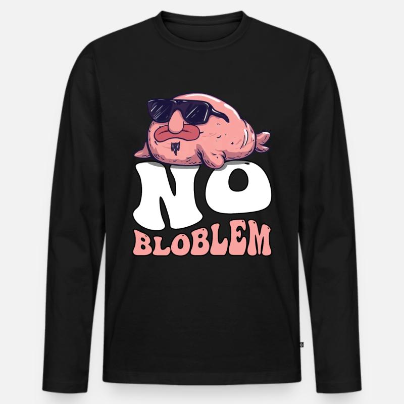 Groovy Blobfisch - Männer Premium Bio Langarmshirt - Schwarz