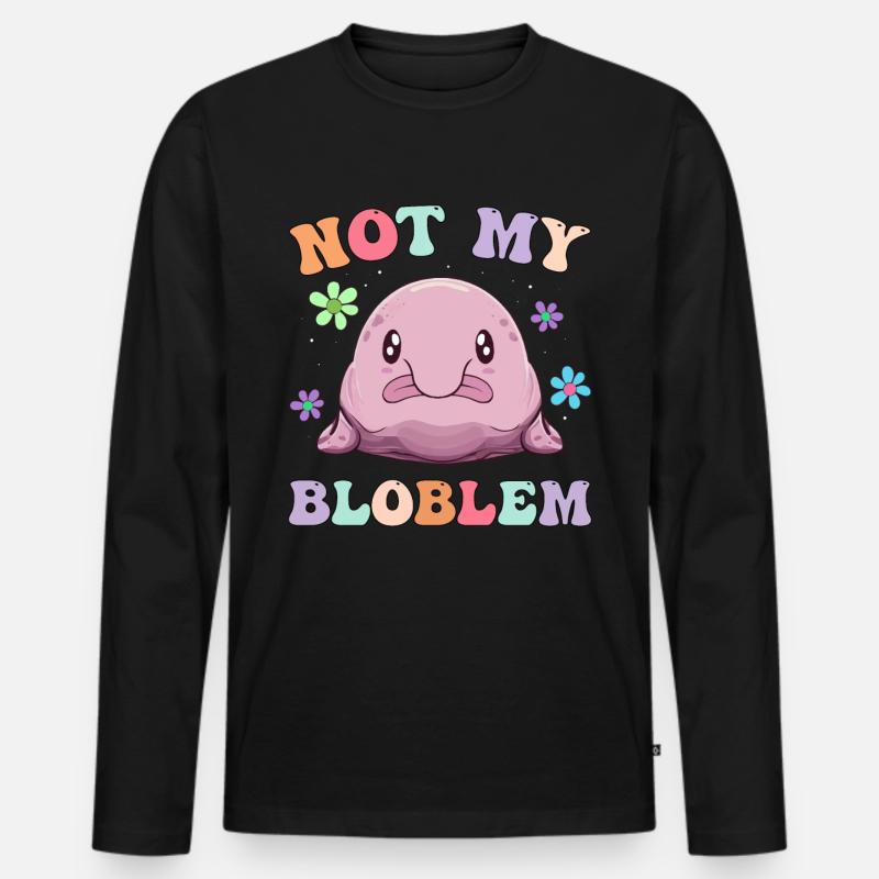 Groovy Blobfisch - Männer Premium Bio Langarmshirt - Schwarz
