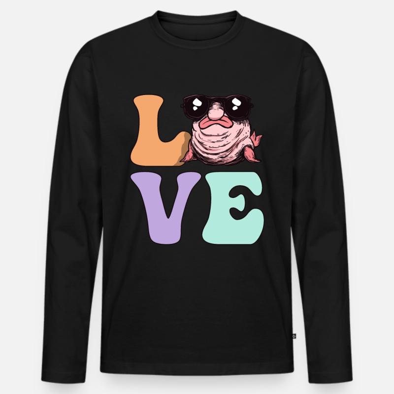 Groovy Blobfisch - Männer Premium Bio Langarmshirt - Schwarz
