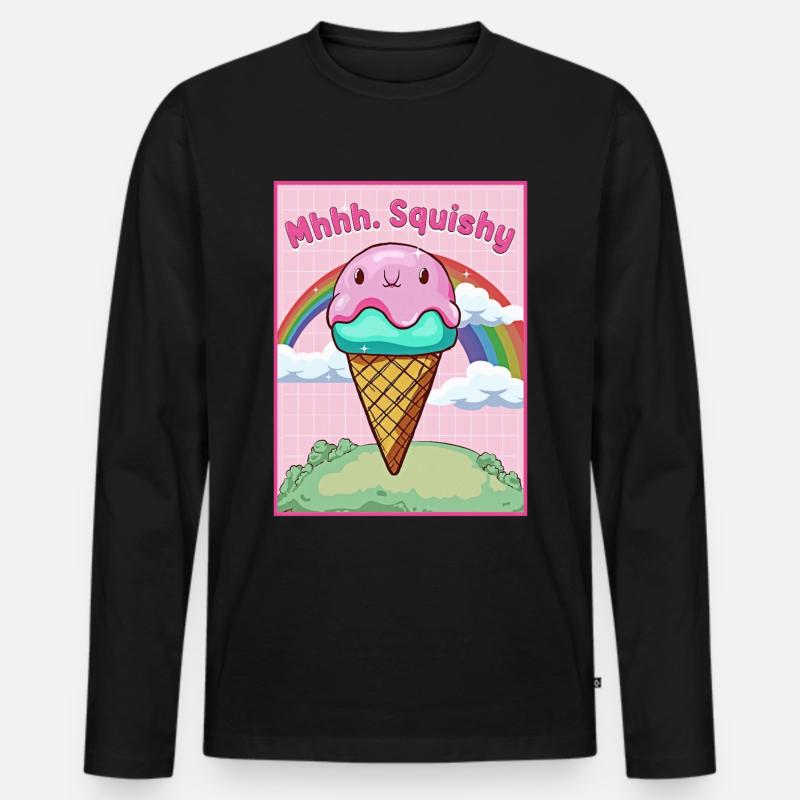 Kawaii Blobfisch-Eiscreme - Männer Premium Bio Langarmshirt - Schwarz