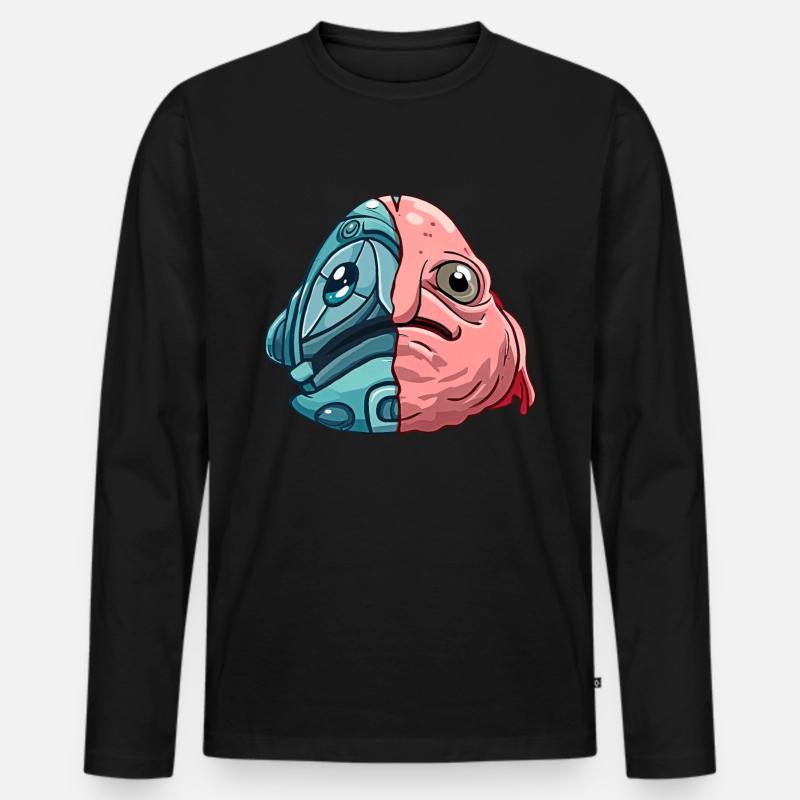 Kawaii Blobfisch Cyber-Roboter - Männer Premium Bio Langarmshirt - Schwarz