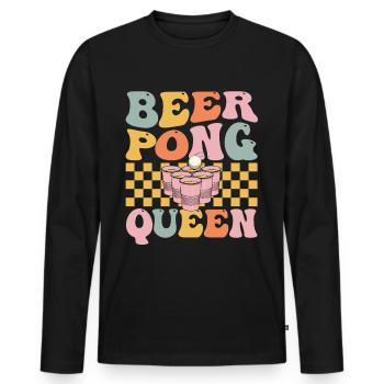 Groovy Beer Pong Girl Player Trinkspiel - Männer Premium Bio Langarmshirt - Schwarz - Vorne - Nico (187cm)