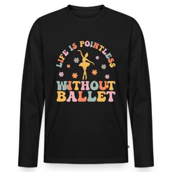 Groovy Ballerina - Männer Premium Bio Langarmshirt - Schwarz - Vorne - Nico (187cm)
