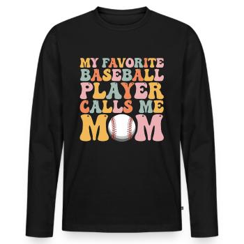 Groovy Mommy - Männer Premium Bio Langarmshirt - Schwarz - Vorne - Nico (187cm)
