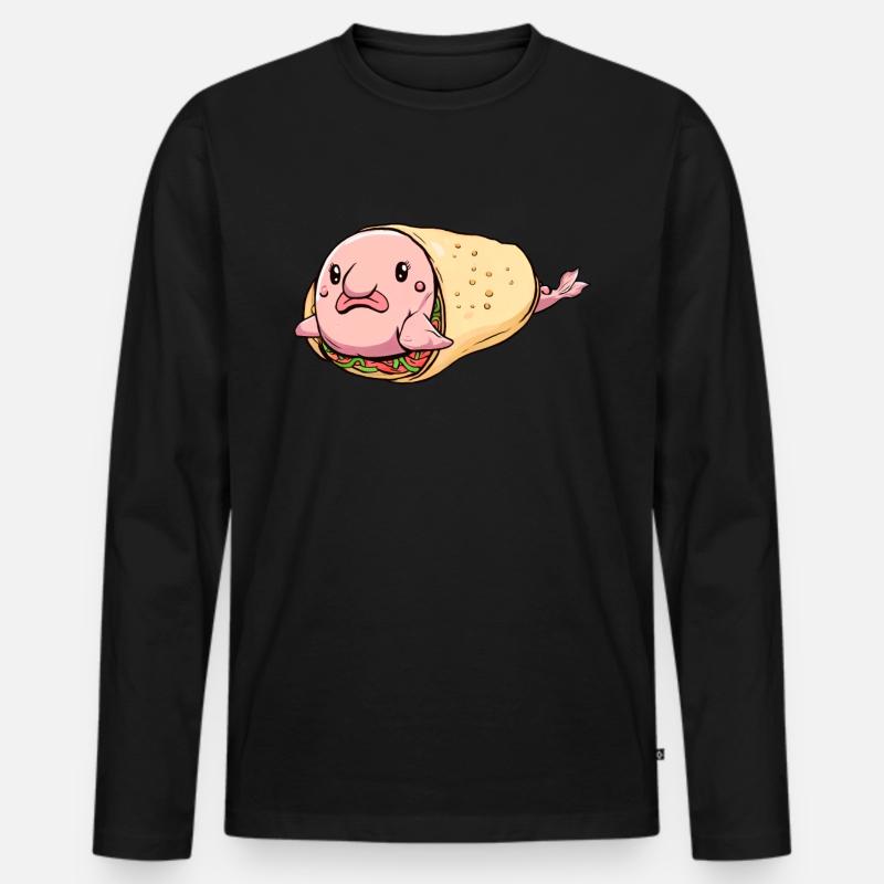 Lustiger Blobfisch-Burrito - Männer Premium Bio Langarmshirt - Schwarz