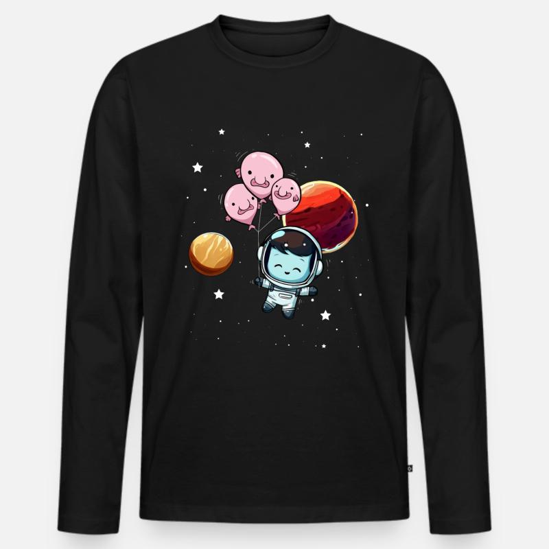 Blobfish Planète astronaute de l’espace - T-shirt manches longues Premium bio Homme - noir