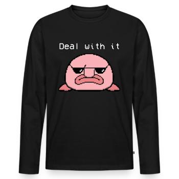 Blobfish Pixel - Men's Premium Organic Long Sleeve Shirt - black - Front - Nico (187cm)