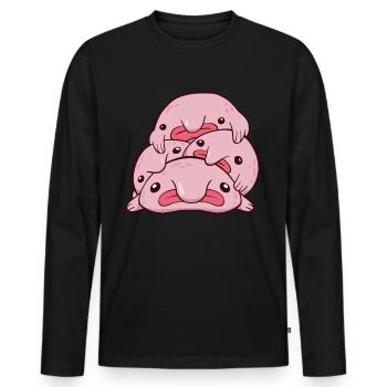 Kawaii Blobfish Pile - Men's Premium Organic Long Sleeve Shirt - black - Front - Nico (187cm)