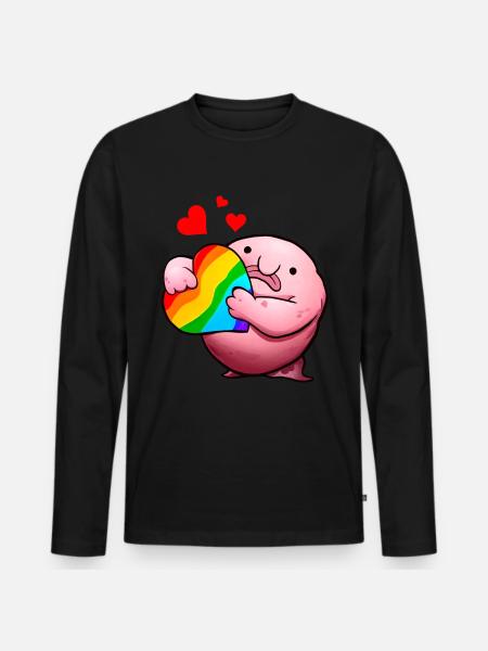 Blobfisch LGBTQ-Stolz Regenbogen - Männer Premium Bio Langarmshirt - Schwarz