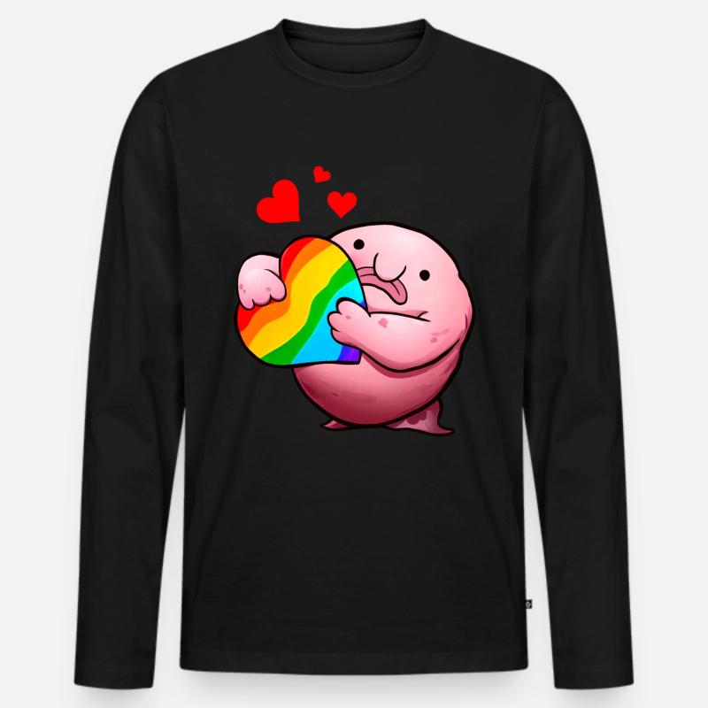 Blobfisch LGBTQ-Stolz Regenbogen - Männer Premium Bio Langarmshirt - Schwarz