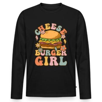 Groovy Hamburger - T-shirt manches longues Premium bio Homme - noir - Devant - Nico (187cm)