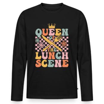 Groovy Cafeteria Worker Lunch Lady - Men's Premium Organic Long Sleeve Shirt - black - Front - Nico (187cm)