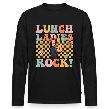 Groovy Cafeteria Worker Lunch Lady - Men's Premium Organic Long Sleeve Shirt - black - Front - Nico (187cm)