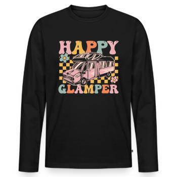 Groovy Glamping - Männer Premium Bio Langarmshirt - Schwarz - Vorne - Nico (187cm)