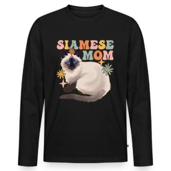 Groovy Cat Lover - T-shirt manches longues Premium bio Homme - noir - Devant - Nico (187cm)