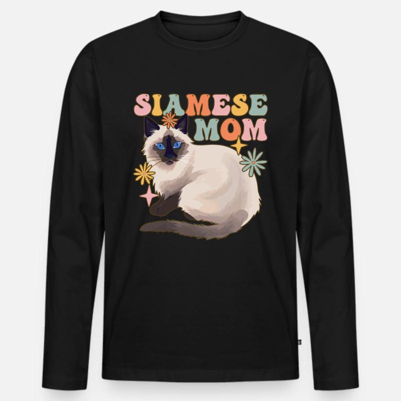 Groovy Cat Lover - Männer Premium Bio Langarmshirt - Schwarz