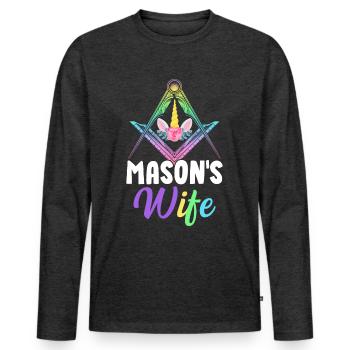 Franc-maçon Maître Franc-maçonnerie - T-shirt manches longues Premium bio Homme - anthracite chiné - Devant - Nico (187cm)