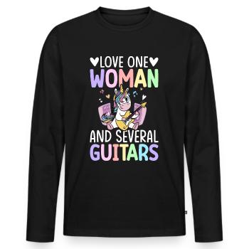 Guitariste, guitariste - T-shirt manches longues Premium bio Homme - noir - Devant - Nico (187cm)